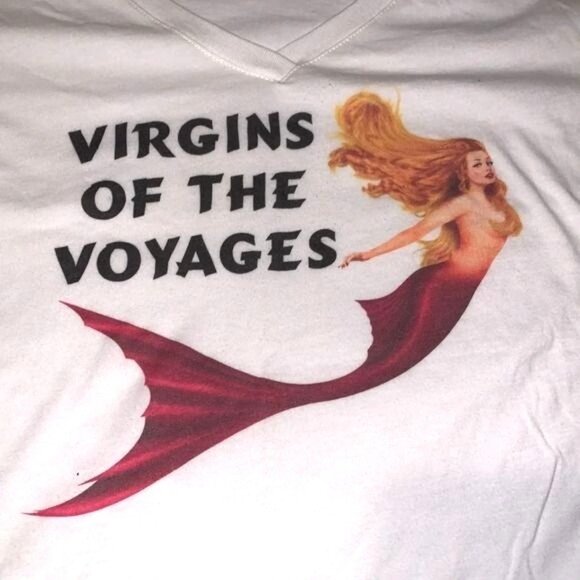 Virgins Of The Voyages Graphic V-Neck T-Shirt XL By Next Level White Cotton - Picture 4 of 7
